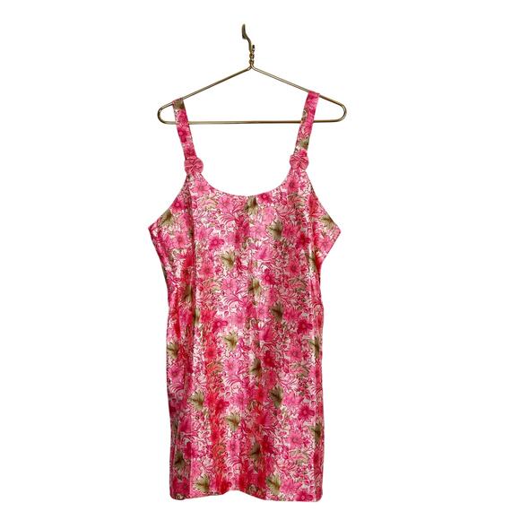 Vintage Pink Floral Chemise Slip Dress Nightie Bows Satin Sante Classics Sz M - Picture 1 of 6